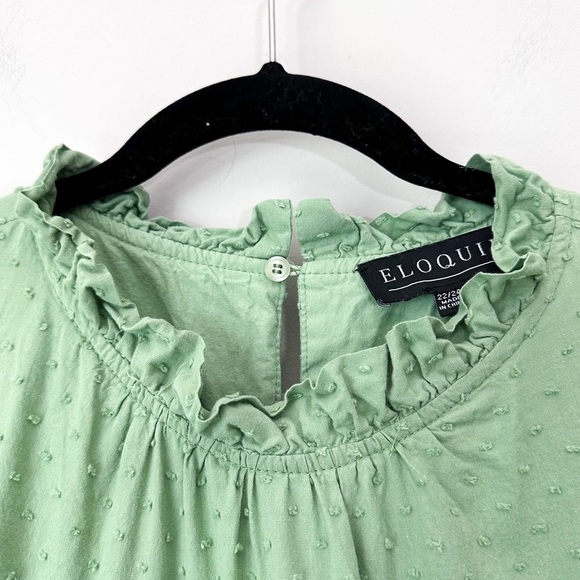 Eloquii Green Swiss Dot Ruffle Mini Dress - Picture 4 of 6
